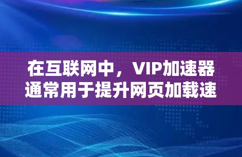在互联网中，VIP加速器通常用于提升网页加载速度，同时保护用户免受网络攻击的风险。以下是一些常见的VIP加速器软件及其适用场景