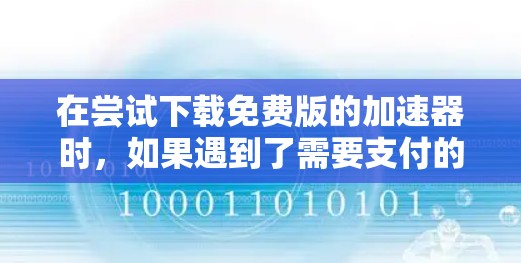 在尝试下载免费版的加速器时，如果遇到了需要支付的问题，可以按照以下步骤进行
